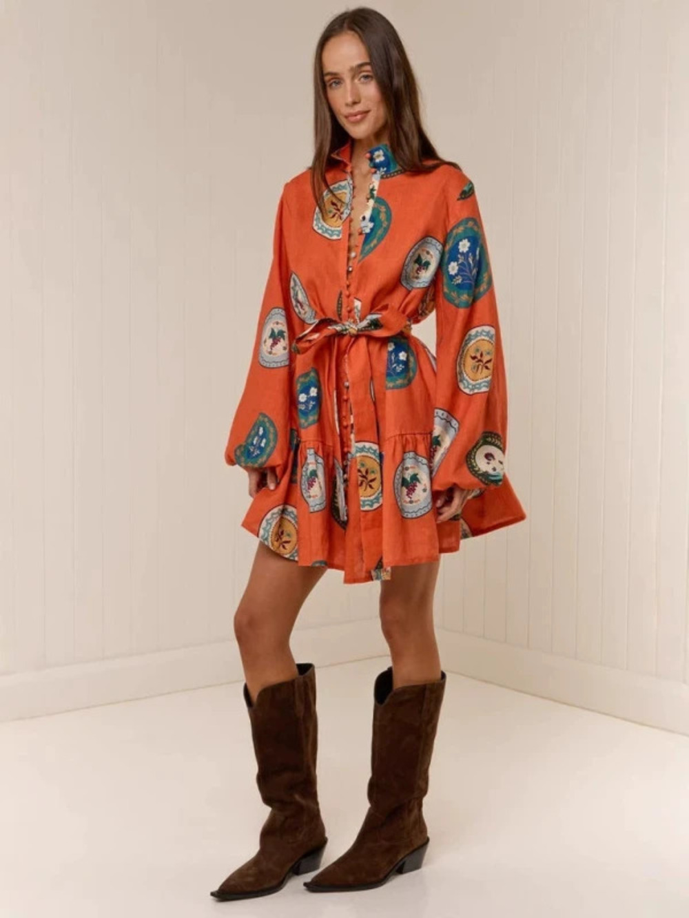 ZARA New Casual Linen Shirt Cardigan Dress Versatile